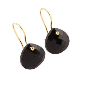 Faceted Onyx & 24k Gold Vermiel Handcrafted Earrings 1”